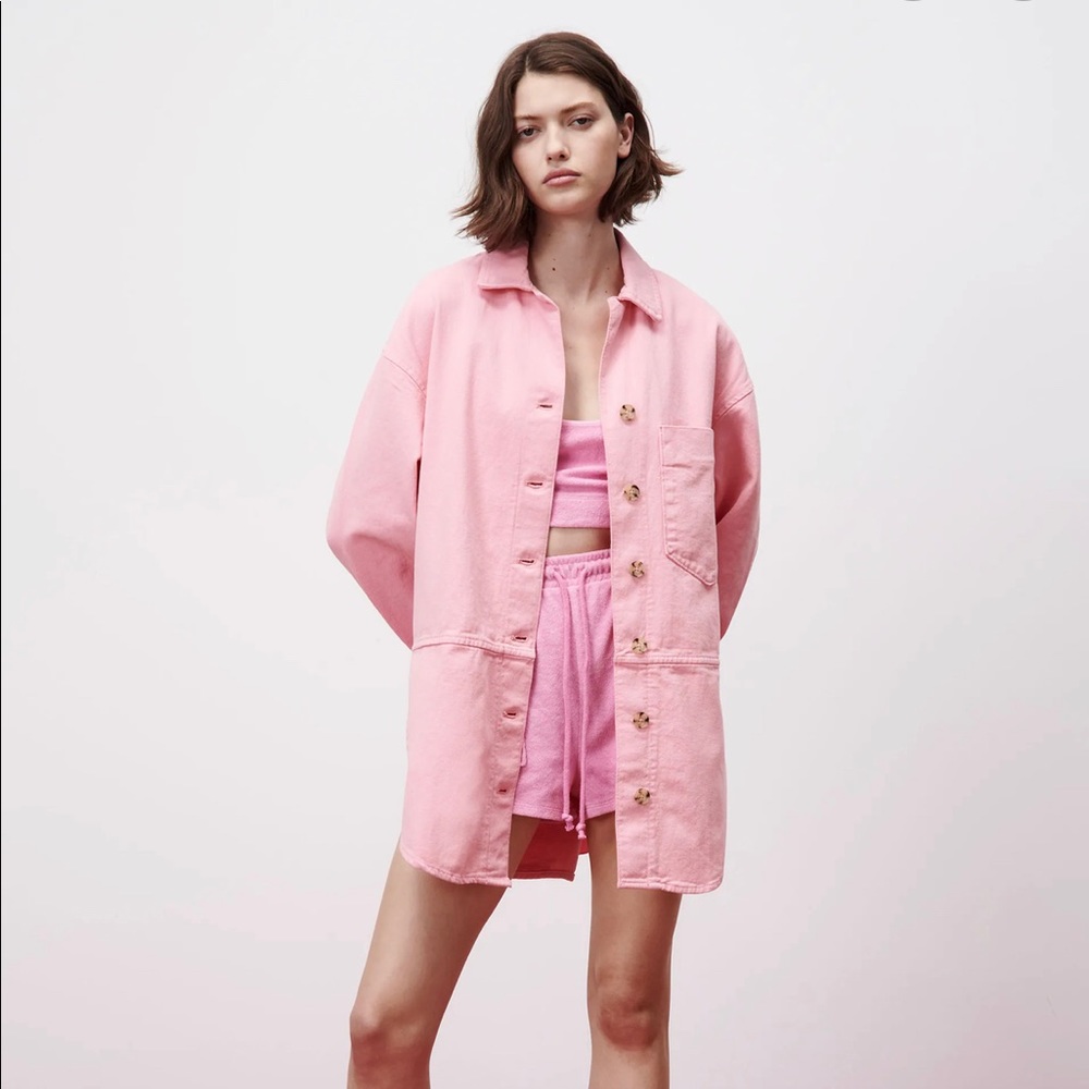 Zara Overshirt Bubblegum Pink Cotton Button Up